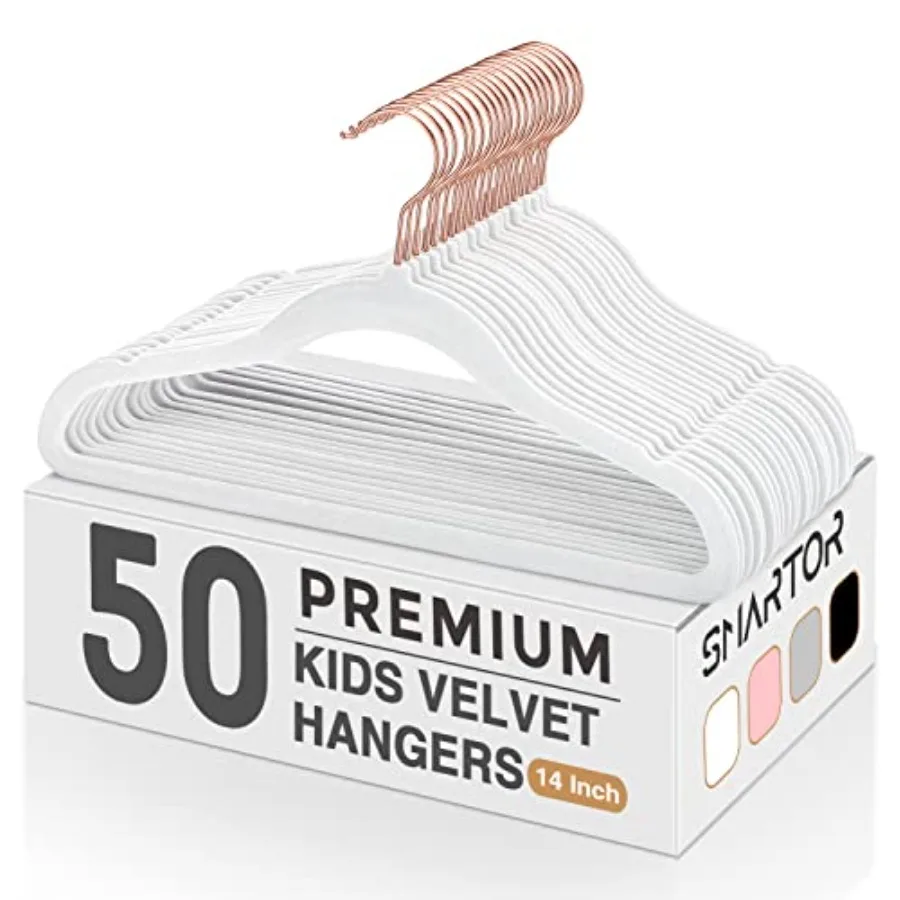 

Velvet Hangers 50 Pack 14 Inch Premium Non Slip Felt Hangers for Closet Space Saving Toddler Clothes Hanger for Youth's s' Clot