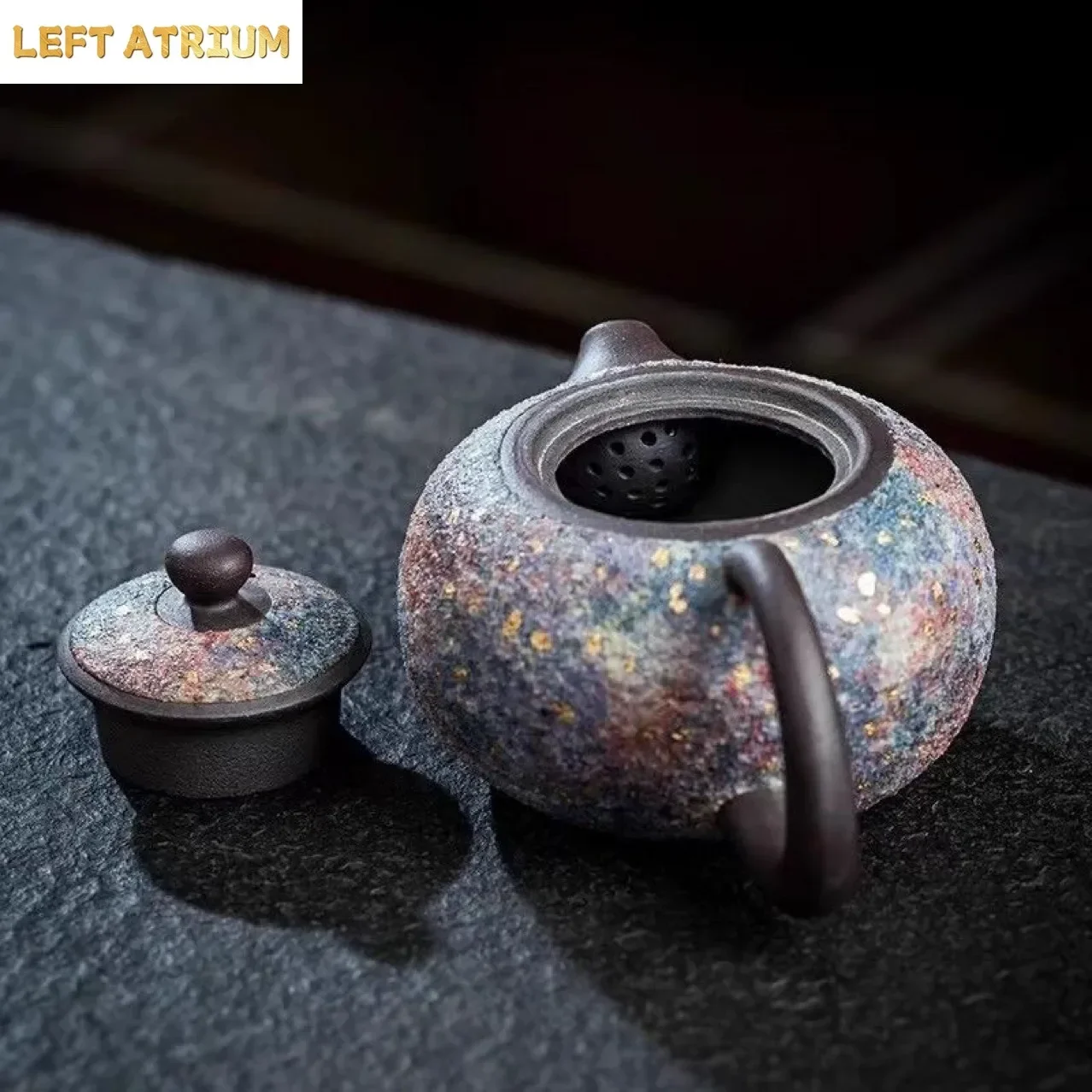 Master Pure Handmade Colorful Rock Mine Xishi Pot Household Gift High-end Jianzhan Retro Teapot Chinese Retro Top Design Tea Set