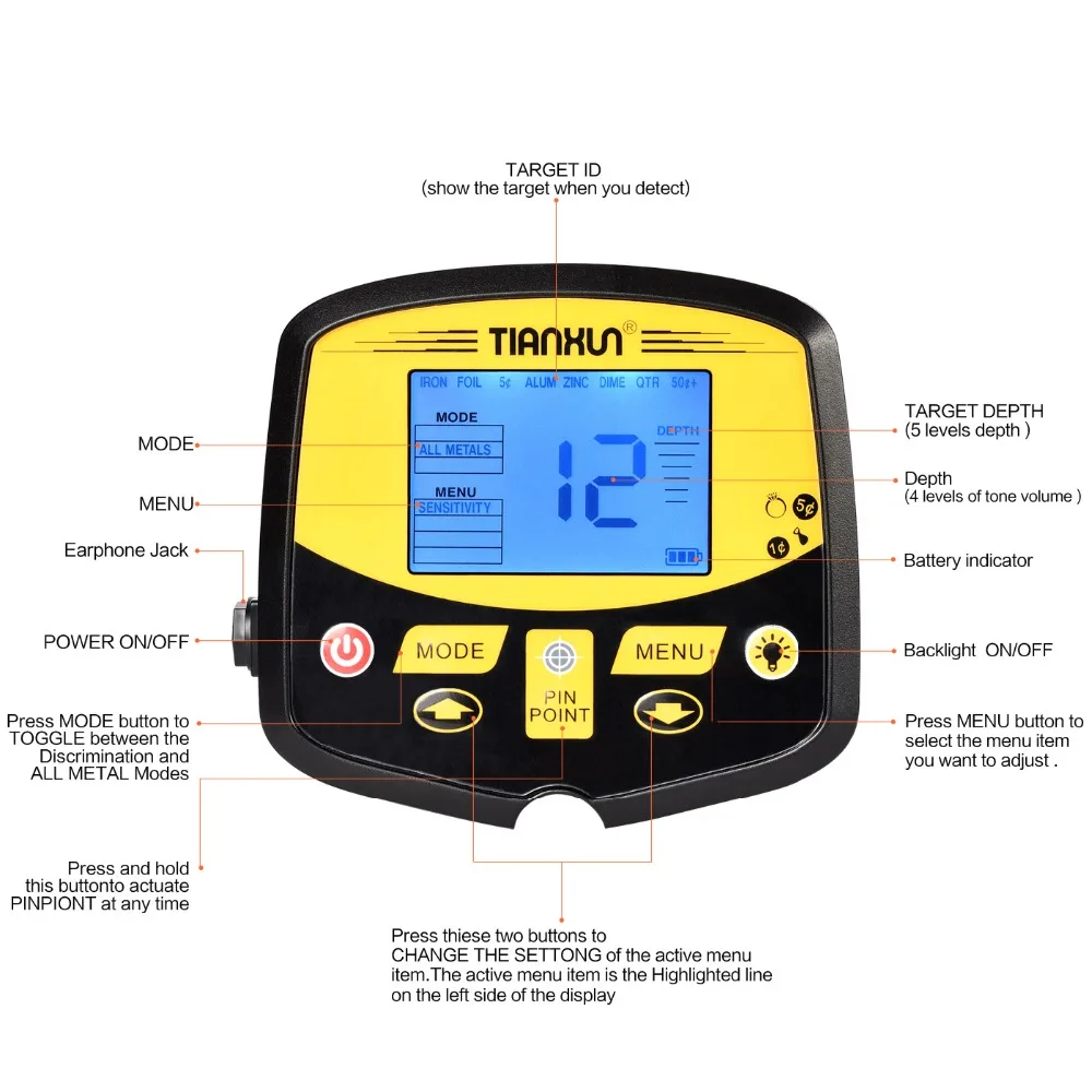 Imagem -02 - Detector de Metal Subterrâneo Profissional Scanner de Profundidade Localizador de Ouro Caçador de Tesouros Detectando Pinpointer Tx-950