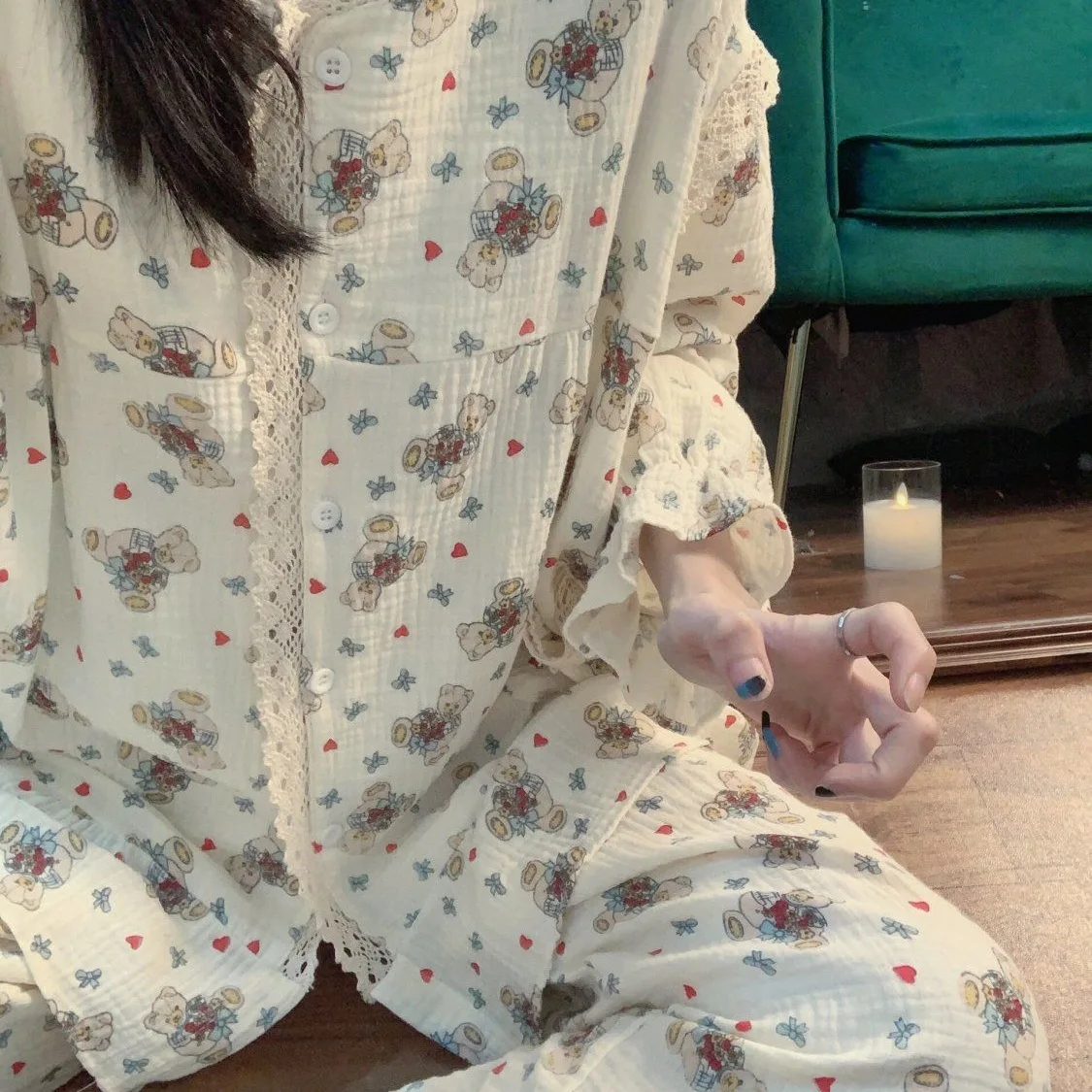 

Pjs Set Cute Lace Women's Pajama Set Women's Warm Winter Pajamas Fashionable Home Clothes, Pajamas Cute and Soft Pajama Set New