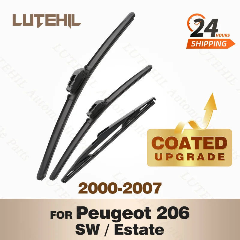 

LUTEHIL's Silicone Front & Rear Wiper Set For Peugeot 206 SW / Estate 2000 - 2007 2001 coated windshield wiper blade 26"+16"+14"