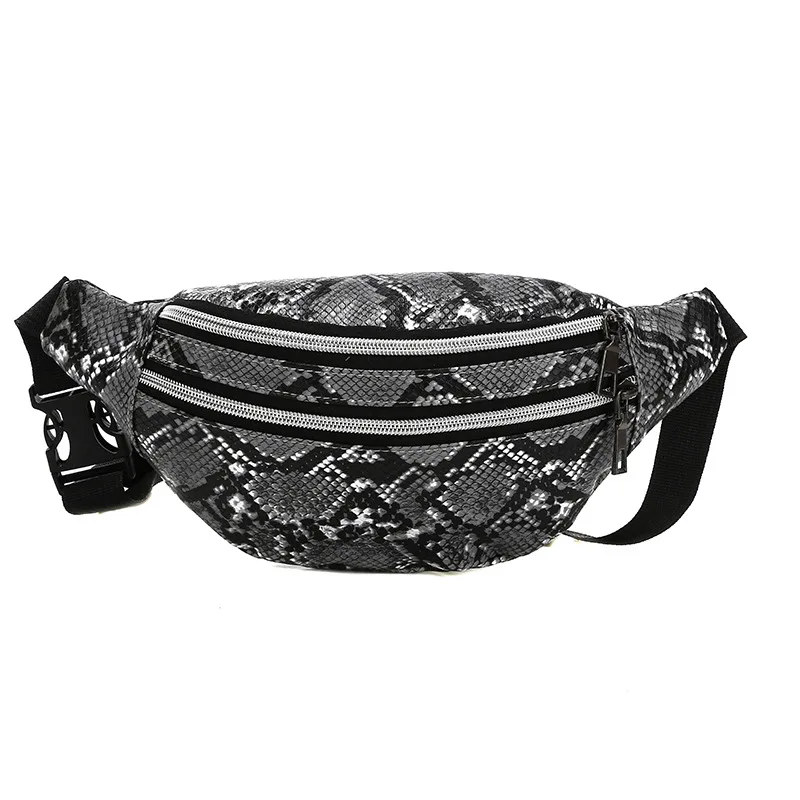 Waist Bag Snakeskin Belt Bag Fanny Pack Beach Travel Banana Fashion Crossbody Phone Pouch Hip Bum Zip Women Purse Girl Chest Bag