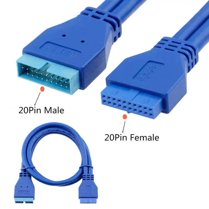 30cm 50cm USB3.0 20Pin Male to Female Extension Cable Motherboard 19Pin to 20P Female Chassis Panel Extension Data Cable