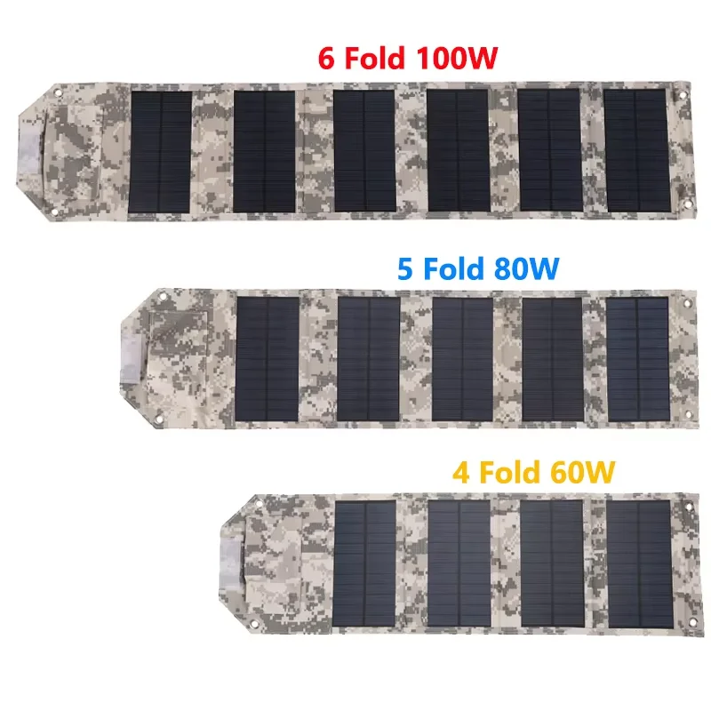 60W/80W/100W Folding Solar Panel Portable Battery Charger for Cell Phone Outdoor Waterproof Power Bank for Camping Accessories view 4