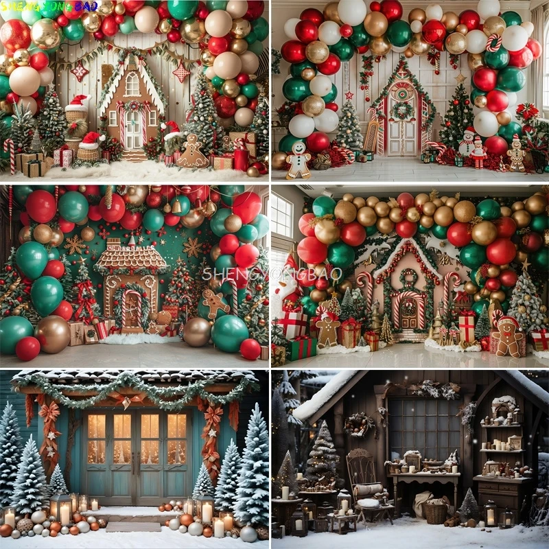 

Christmas Day Pine Tree Gift Photography Backdrop Props Xmas Eve Party Decor Fireplace Window Family New Year Background HQ-04