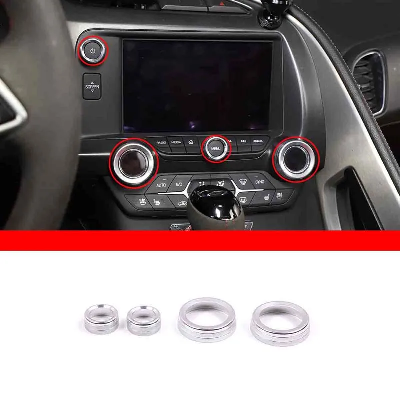 

For Corvette C7 2014-2019 car interior modification car center console air conditioning volume knob ring aluminum alloy
