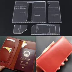 DONYAMY 1 Set DIY Passport holder long wallet Template Clear Acrylic Leather Pattern Leathercraft