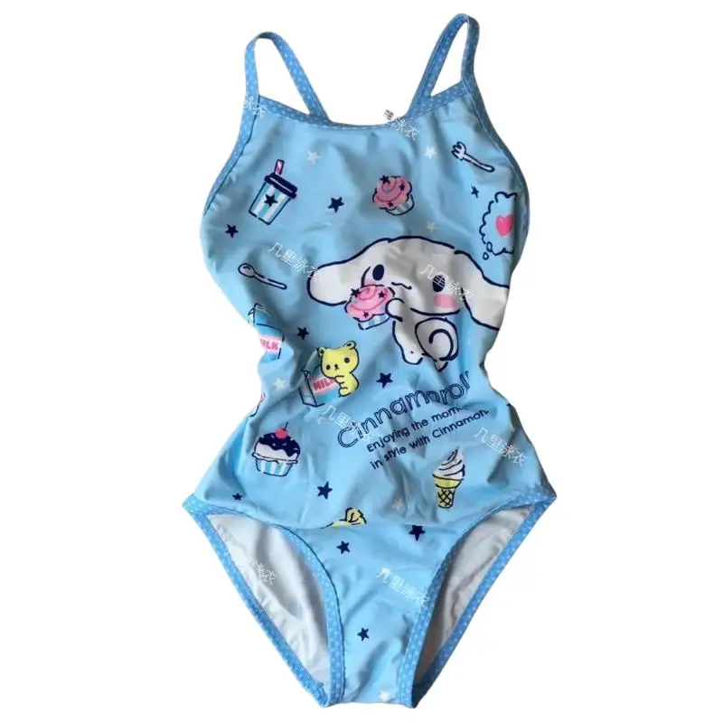 ملابس سباحة سانريو سينامورول، بيكيني رياضي ملتصق للفتيات، وسادة صدر لحمام السباحة الرئيسية، نمط داخلي نحيف، نمط العطلة