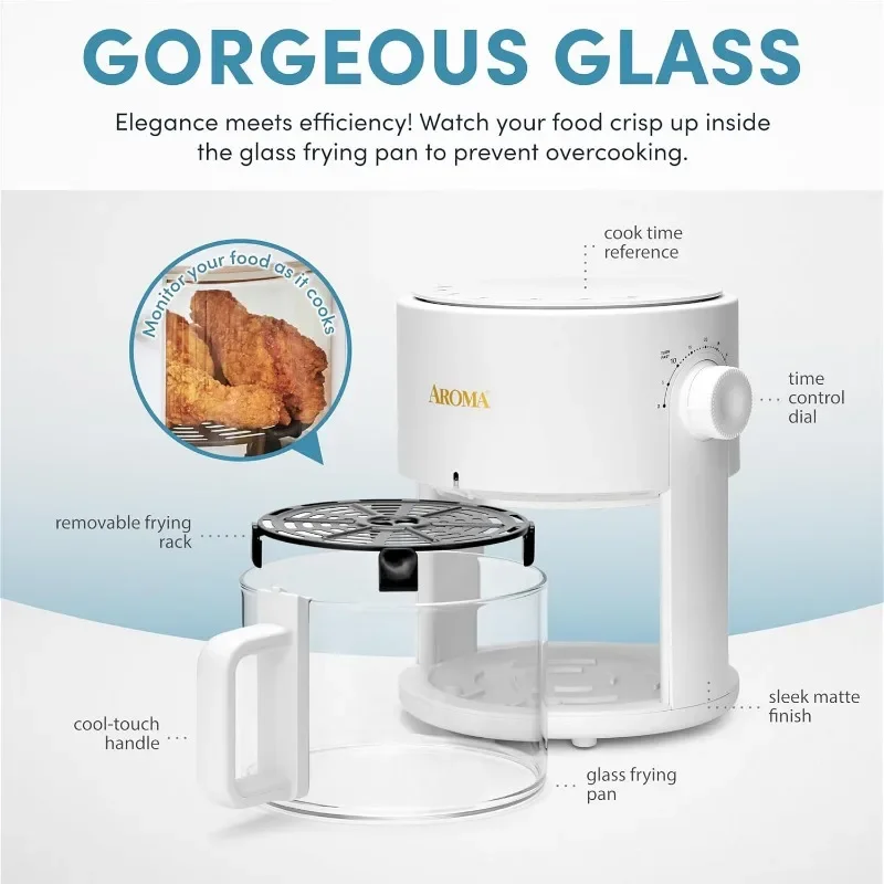 Glas luft fritte use und Konvektion sofen mit kraftvollem 360 knusprig™Technologie (3 Quart), weiß