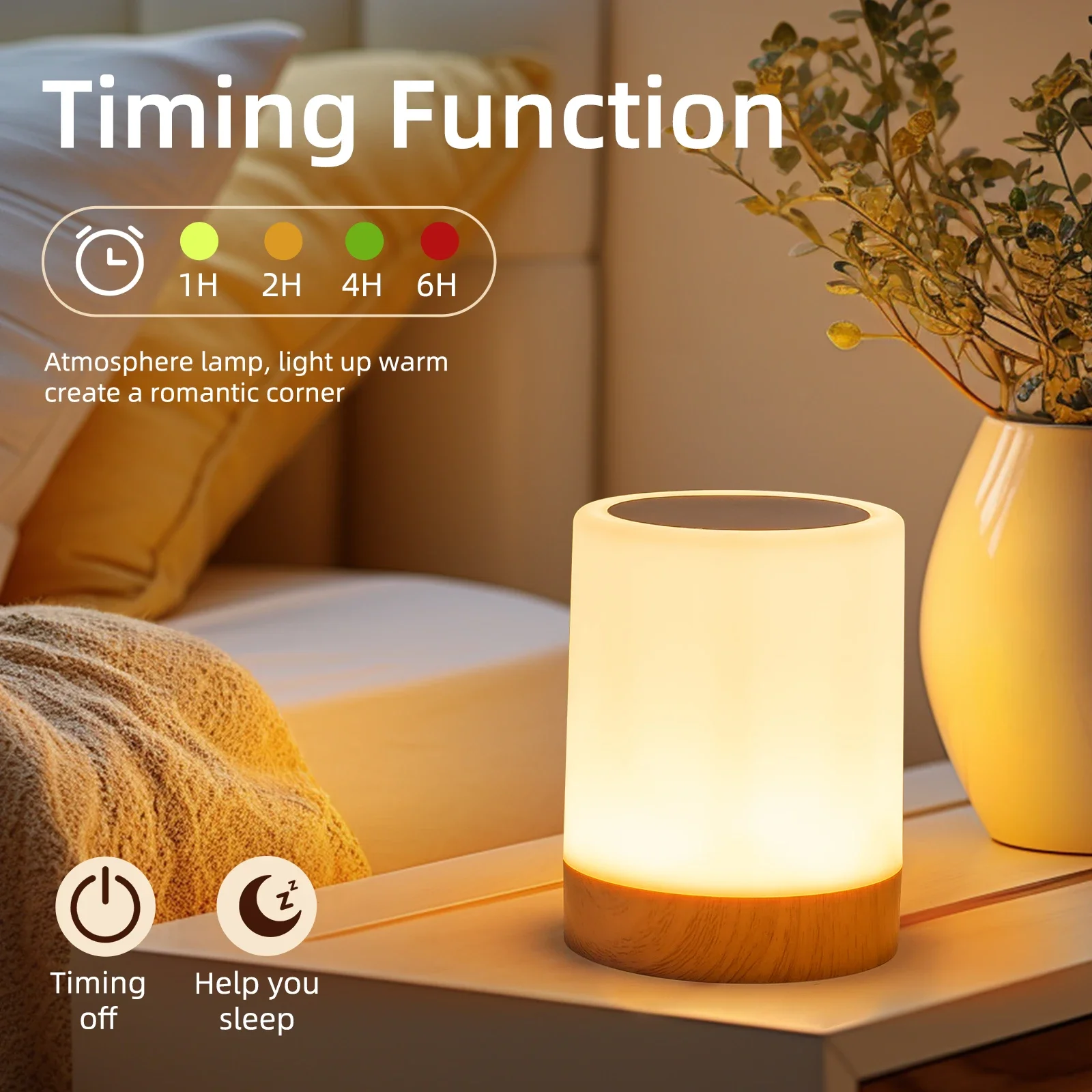GGbingo Colorful Bedside Lamp Rechargeable 16Colors Table Lamp Dimmable LED Night Light Lamp for Bedroom Desk Decor