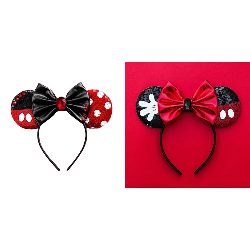 Disney Minnie Mouse Headwear Girls Dot Bow Hair Accessories Baby Cartoon Ears Hairband Women Disneyland Mickey Head Bands Kids