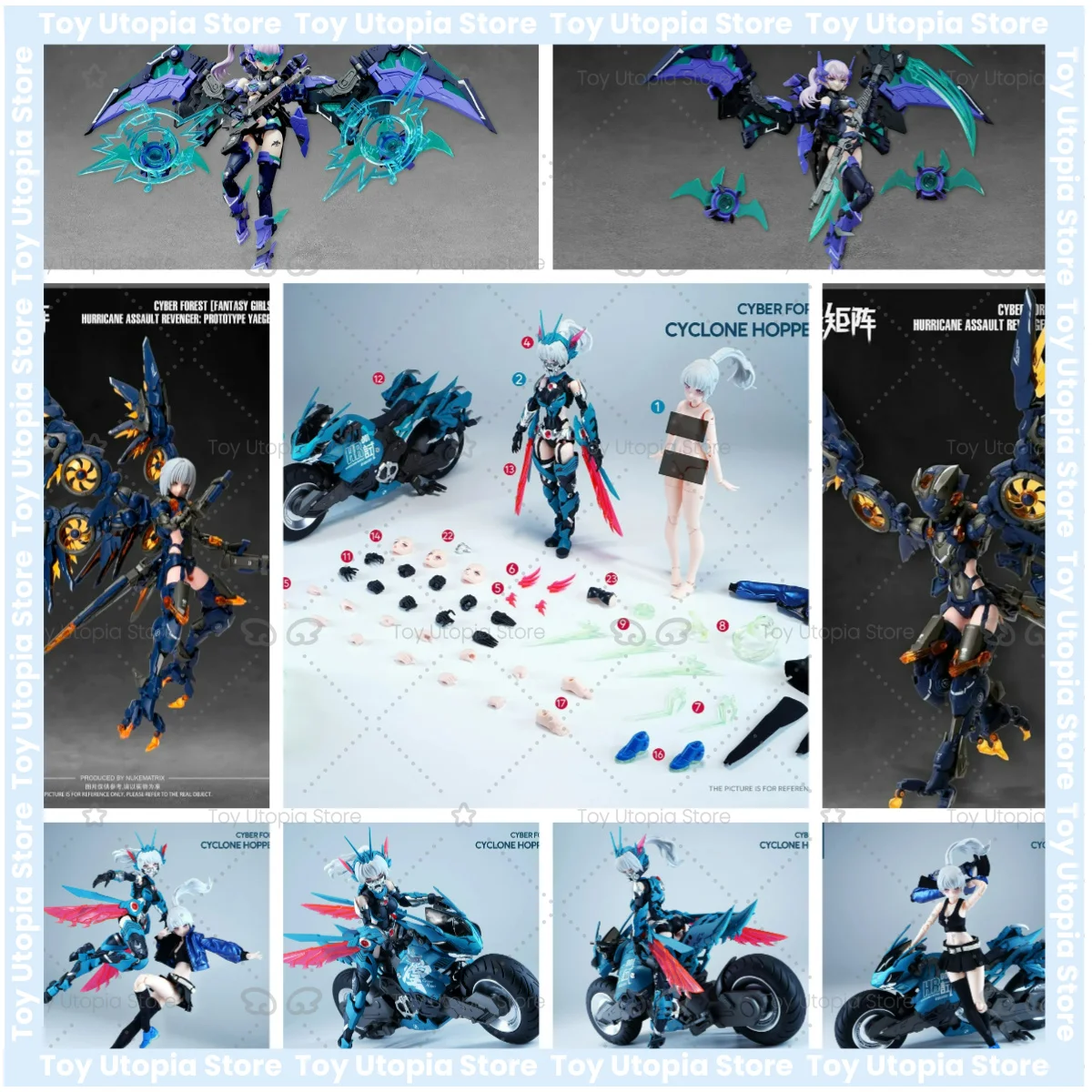 

NUKE MATRIX Muñeco Mecánico Original Ensamblado, Muñeco Musical con Guitarra Cyber Forest, Motocicleta, Genial para Niños Niñas