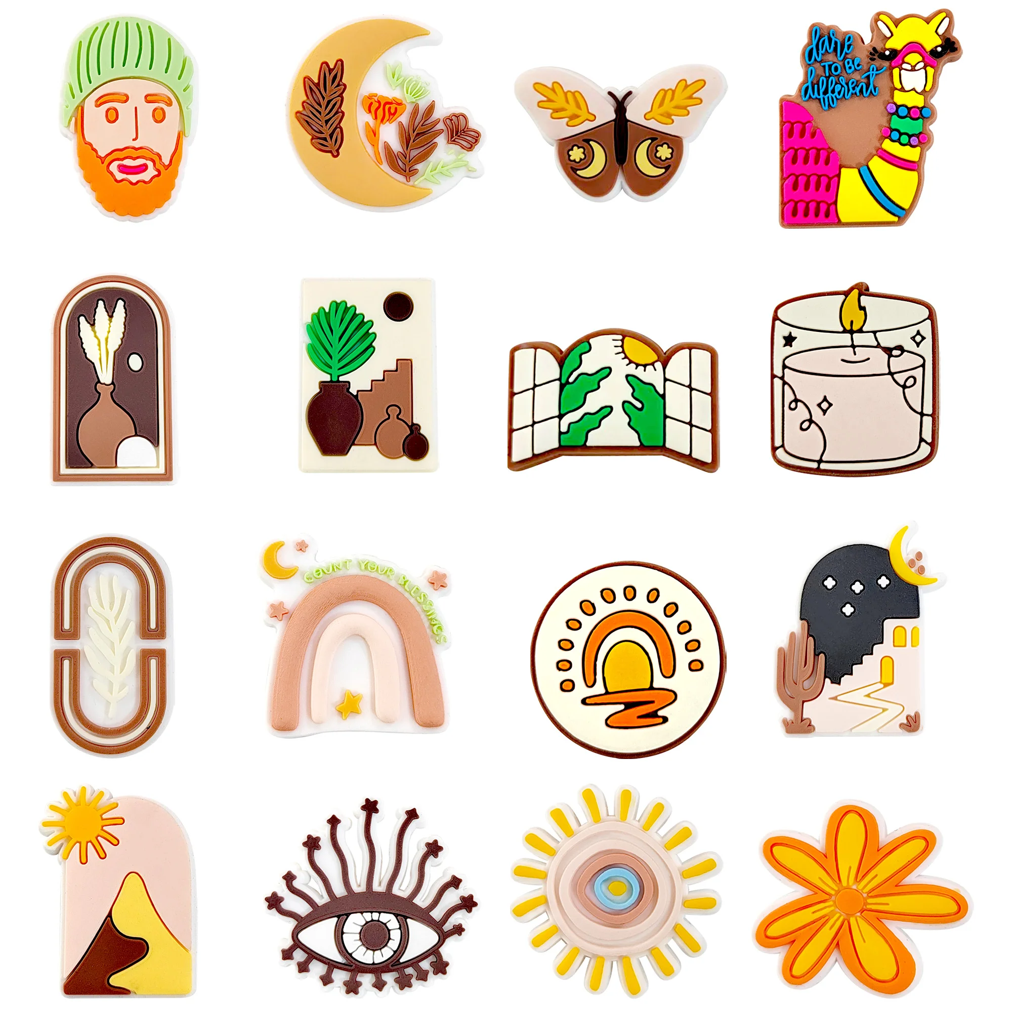 Bohemian Style Summer Set PVC Shoe Charms Accessories for Clogs Slide Sandals Shoe Buckle Decoration Beach Bag Pins Kids Gifts