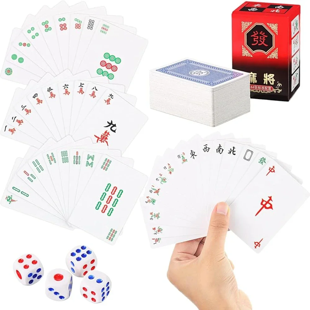 Mahjong Cards Playing Cards Chinese Mah Jongg American Majhong Games with 4 Dices HomeTable Game