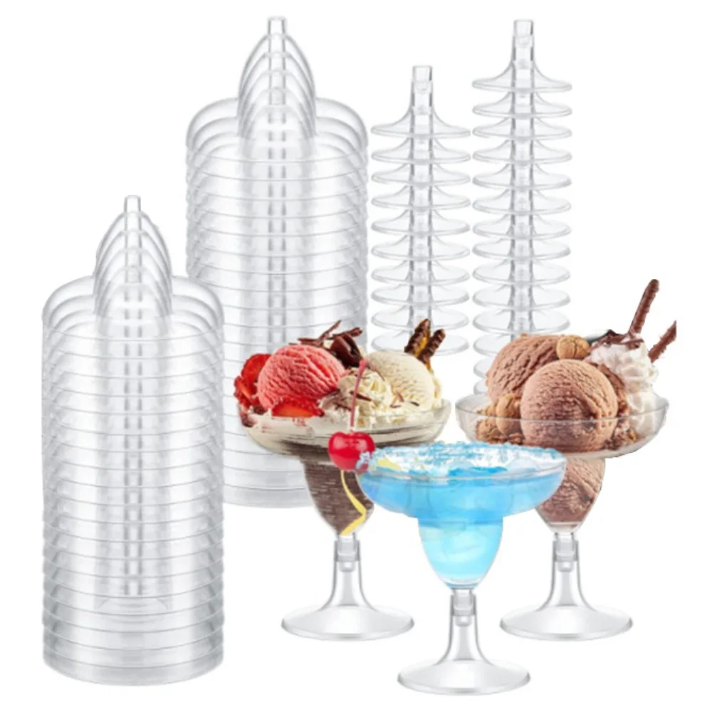 

20pcs Mini Cocktail Glass 150ML Clear Goblet Mousse Cup for Birthday Parties Weddings Family Gatherings Cake Making Decoration