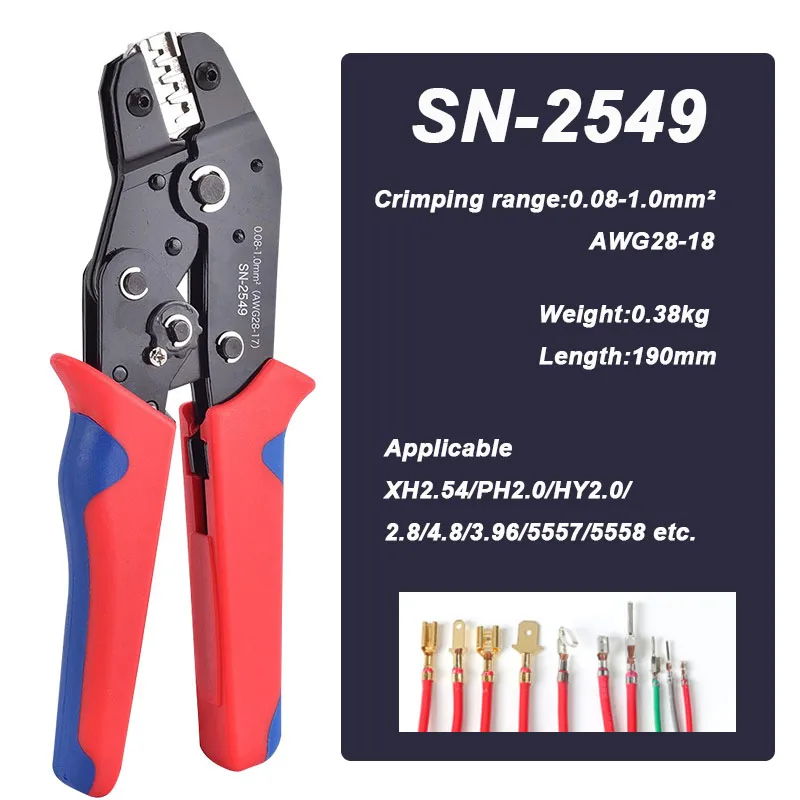 SN-2549 DuPont Plug-in Spring Terminal Crimping Pliers for JST/XH2.54/XH2.5/PH2.0/PHD2.0/SM2.5 Crimping Tool