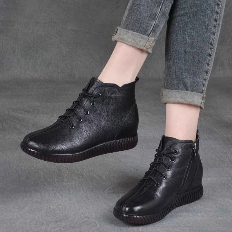 Women\'s Boots 2022  Autumn Short Boots Casual Thick-soled Mother Boots All-match Women Shoes Zipper Bare Boots Soft Comfortable