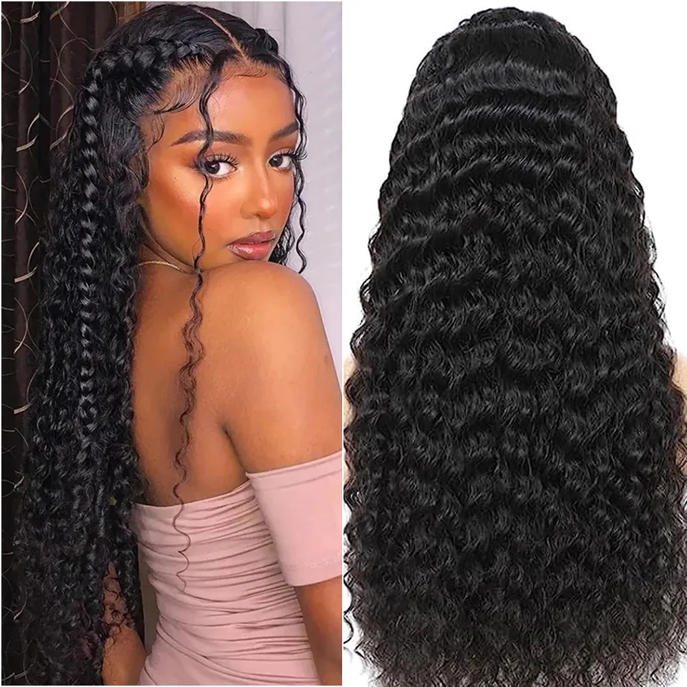 

Deep Wave Lace Wig 38 Inch HD Lace Front Wig 13x6 360 Transparent Lace Wig 200Density Brazilian Natural Human Hair Wig For Women