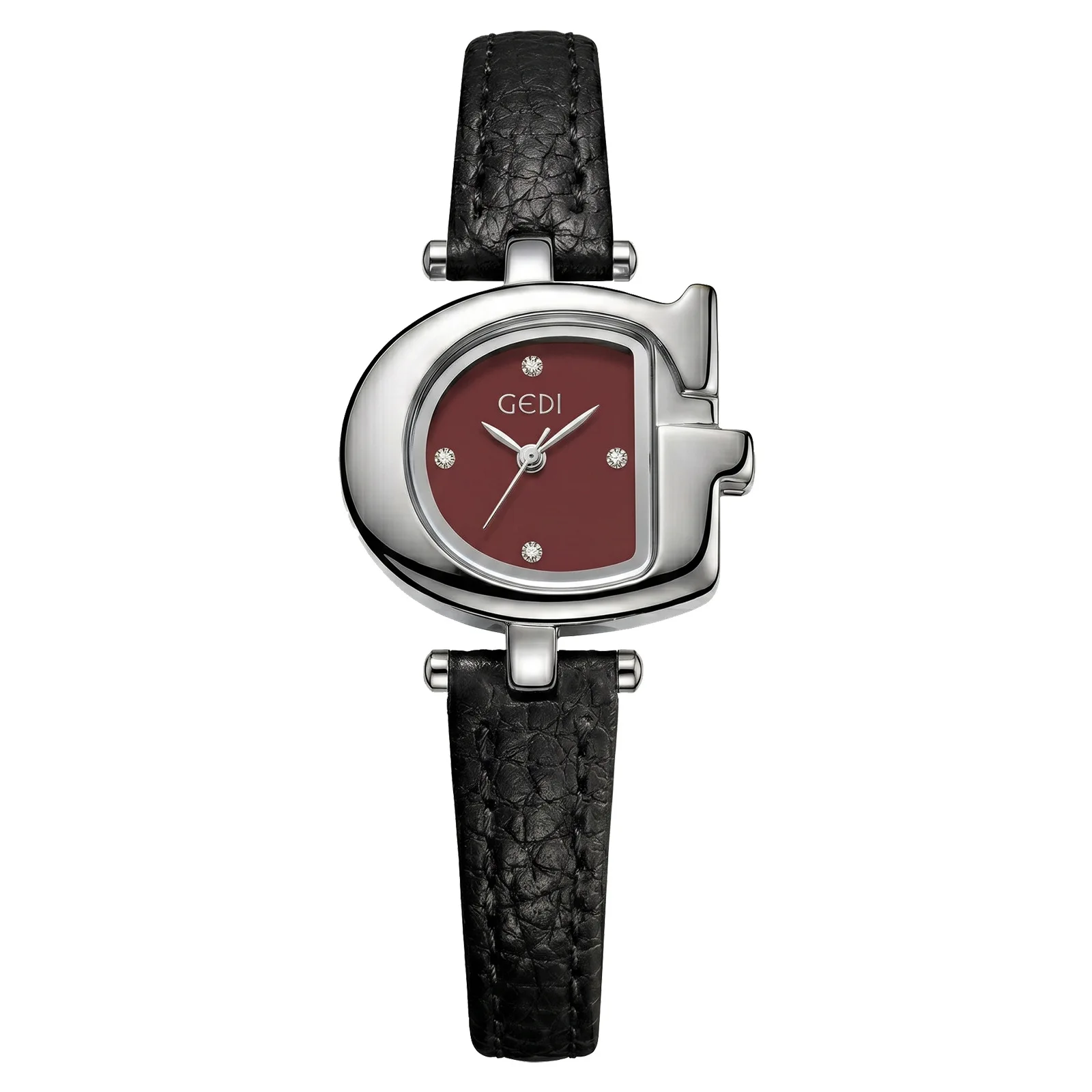 NEW Unique Shape Women Watch Leather Strap Quartz Wristwatch Mini Diamond Dial Minimalist Elegant Ladies Dress Watch Clock Gift