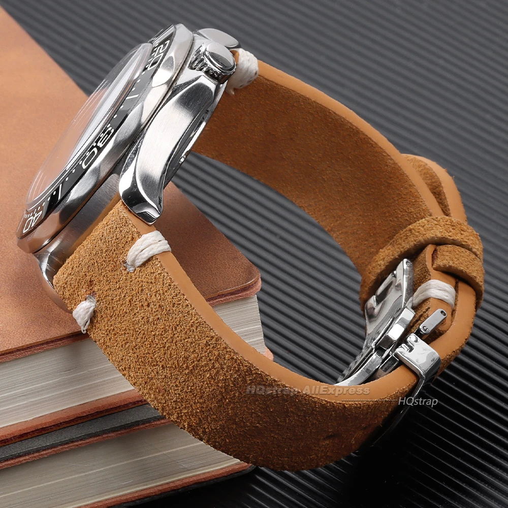 Butterfly Buckle Suede Watch Band 22mm 20mm 18mm Universal Strap for Seiko Bracelet for Rolex for Samsung 6/5/4/3 Quick Release