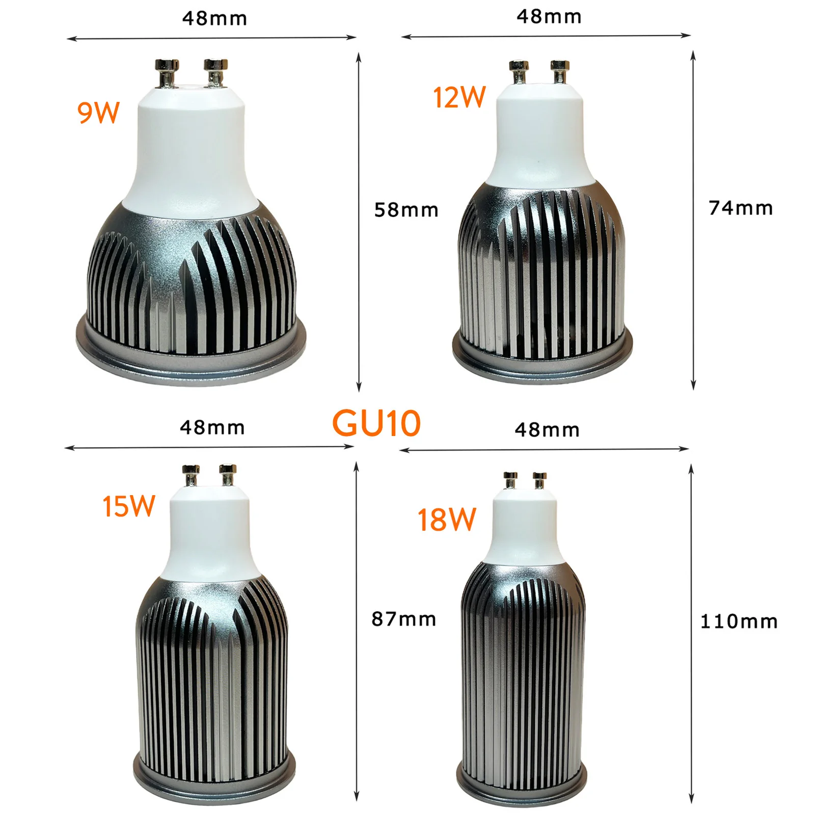 조절식 조명 Cob-Led 스폿라이트 Mr16 Gu10 6000kE27 9W 12W 15W 18W Gu5.3 220v 거실 가정용 E14 E12 4000k 110V 220v