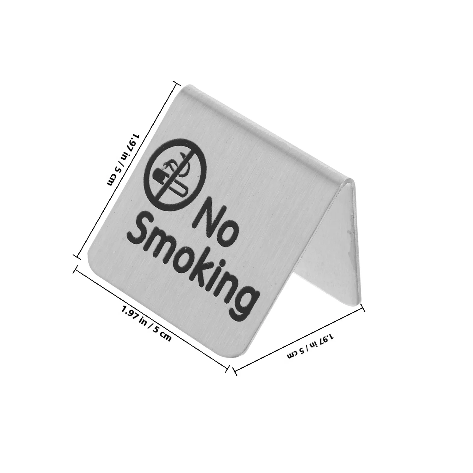 2Pcs Stainless Steel No Smoking Table Sign Double Sided Reserved Non Smoking Desk Logo for Cafe Mall Hospital Dining