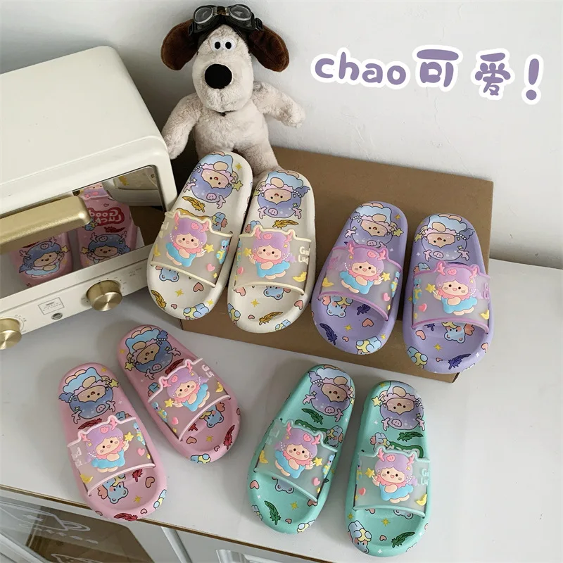 Kids Rubber Slippers Kids Slippers Children Boys Girls Summer Cartoon Indoor Home Anti-Slip Soft Sole Sandal Outdoor Flip-Flops