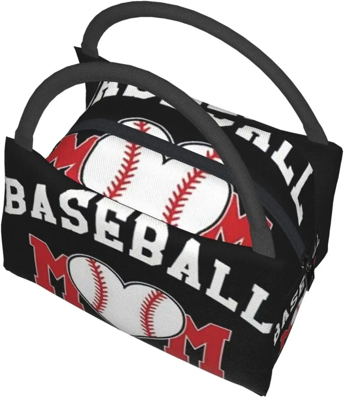 Baseball Mom Insulated Lunch Box Cooler Tote Bag Organizer Bag For Women