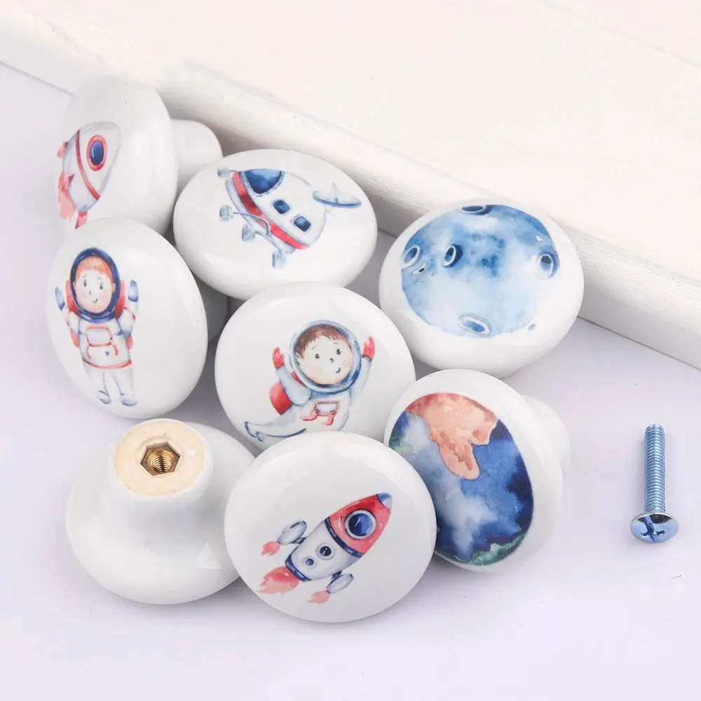 Round Knobs for Cabinets and Drawers White Ceramic Dresser Closet Handles Cute Cabinet Pulls Handle for Children's Room 1 Piece