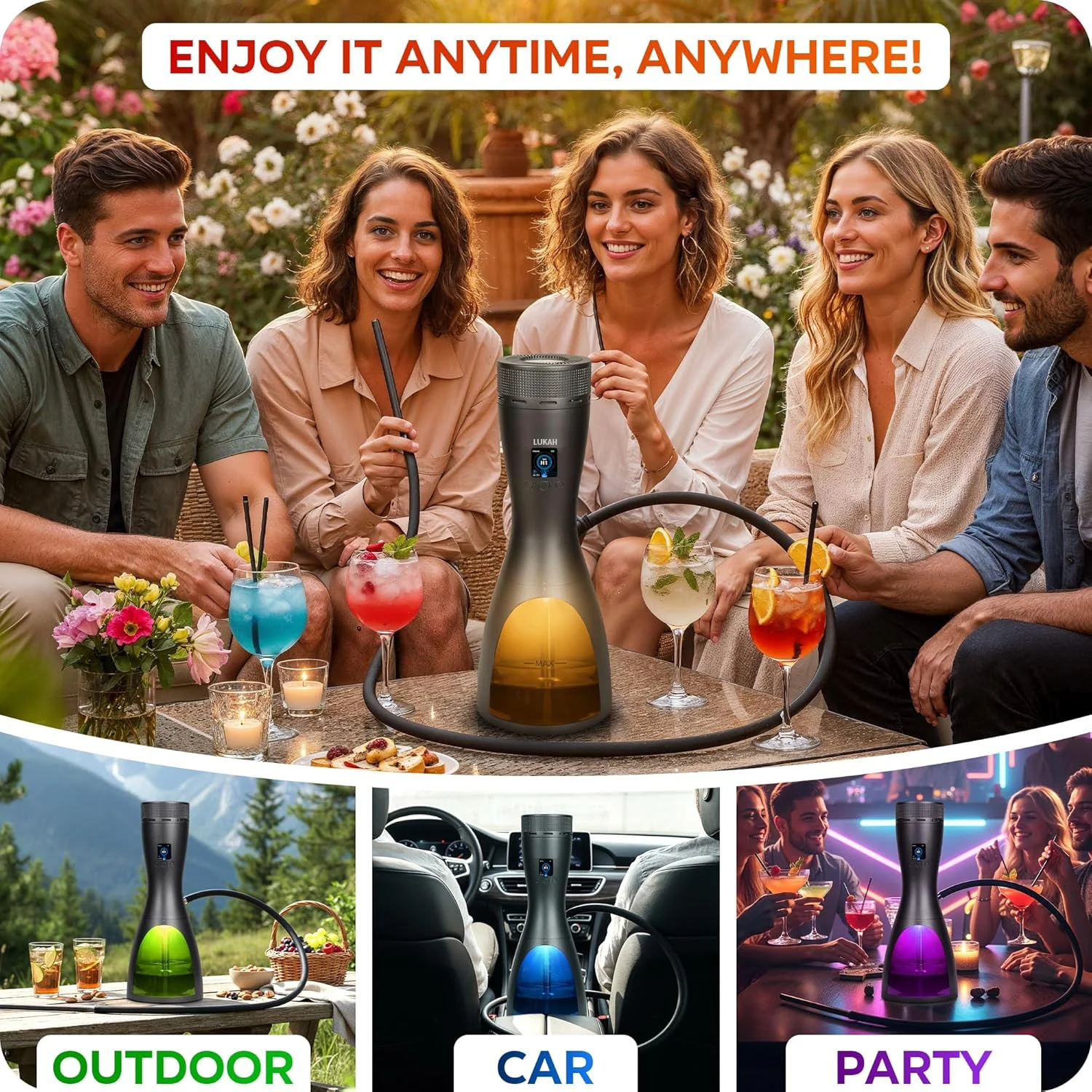 LUKAH Smart Electric Hookah Easy Use E Shisha Matte Texture Shell Large Capacity Battery Carbon Free Eco Friendly Portable Model view 6
