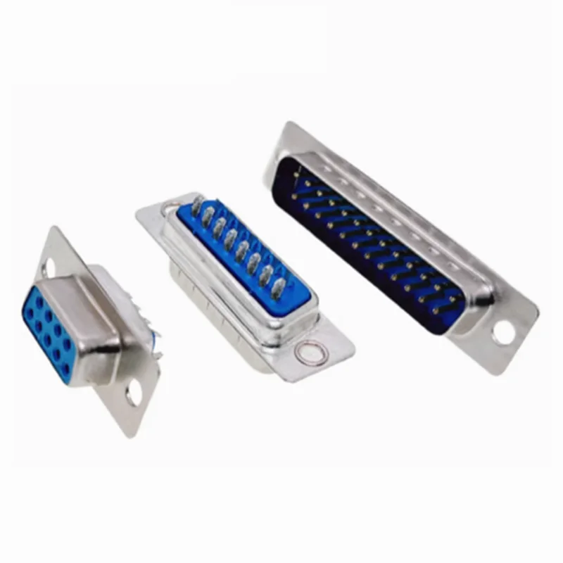 5Pcs DB9 DB15 DB25 DB37 Hole/Pin Female/Male Blue Welded Type Connector RS232 Serial Port Socket DB D-SUB Adapter 9/15/25/37P