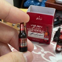 Mini Budweiser Beer Toy Pretend Play 1 : 12 Dollhouse Accessory Supermarket Themed Miniature Scene with 12 Mini Beer Bottle Toys