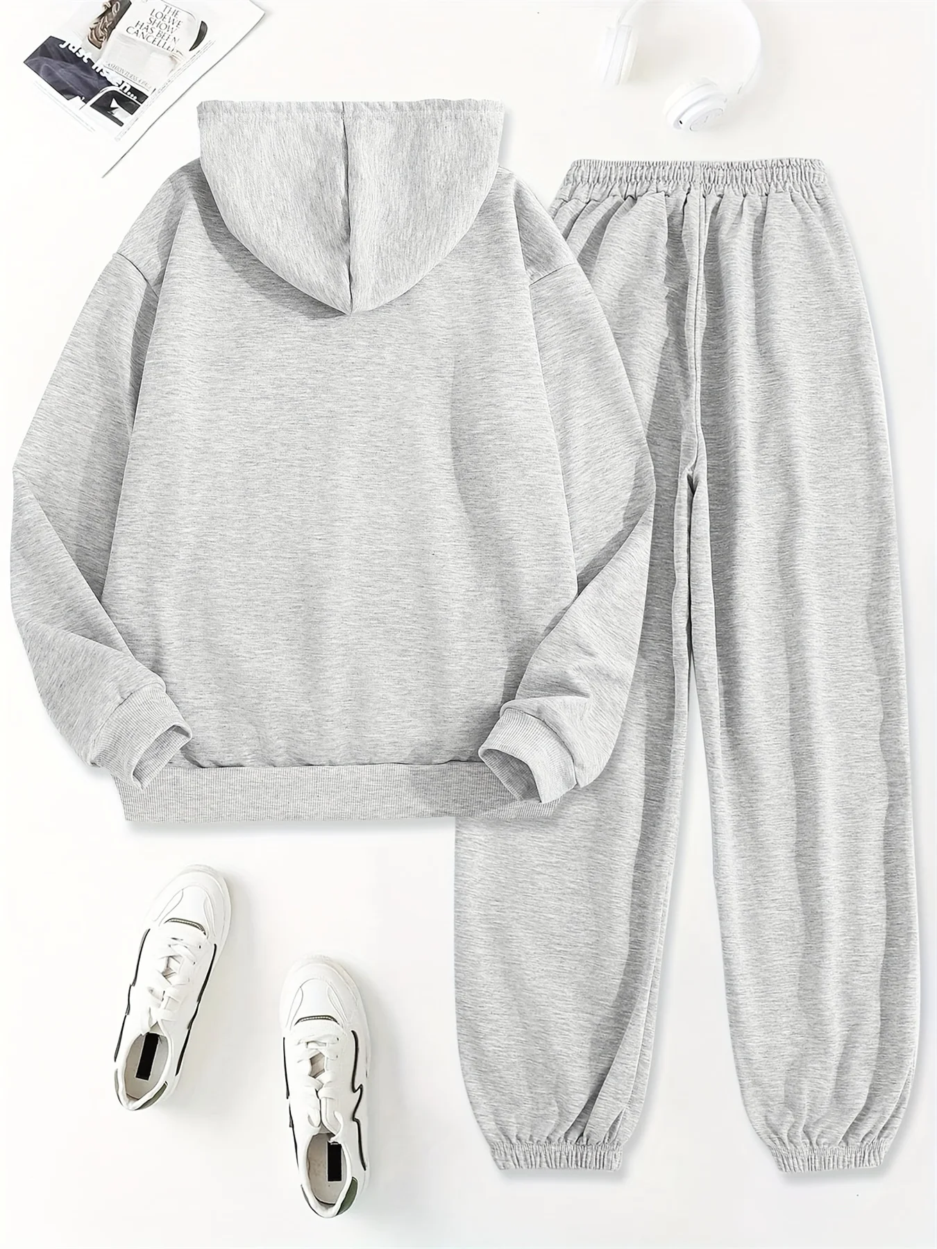 Outono/inverno feminino com capuz + calças esportivas conjunto hip hop rua casual carta impressa moda veludo roupas quentes
