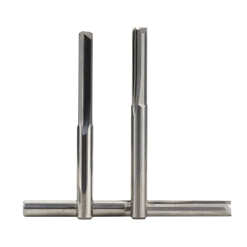 Fraise droite CNC, tige de 4 6 8mm, 2 cannelures en carbure, mèche de routeur pour outils de travail du bois
