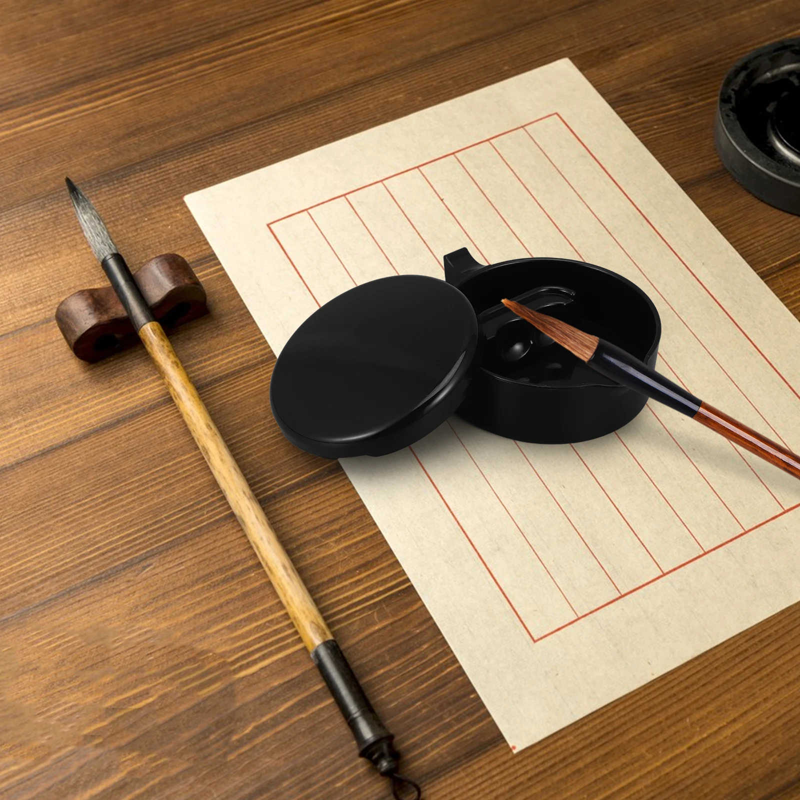 

Calligraphy Inkstone Cartridge Brush Holder Chinese Inkwell Multifunction Washer for Pen