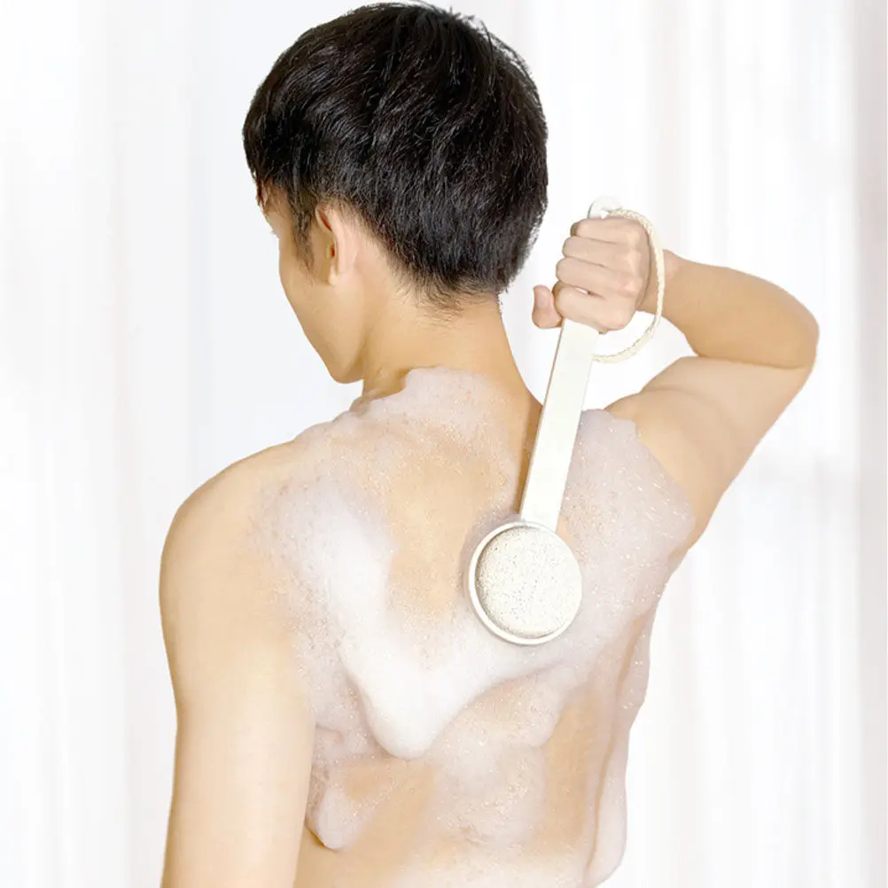 

Щетка для ванны с длинной ручкой, белая, отшелушивающая, для очищения спины, двусторонняя, прочная, аксессуар для душа и ванны.