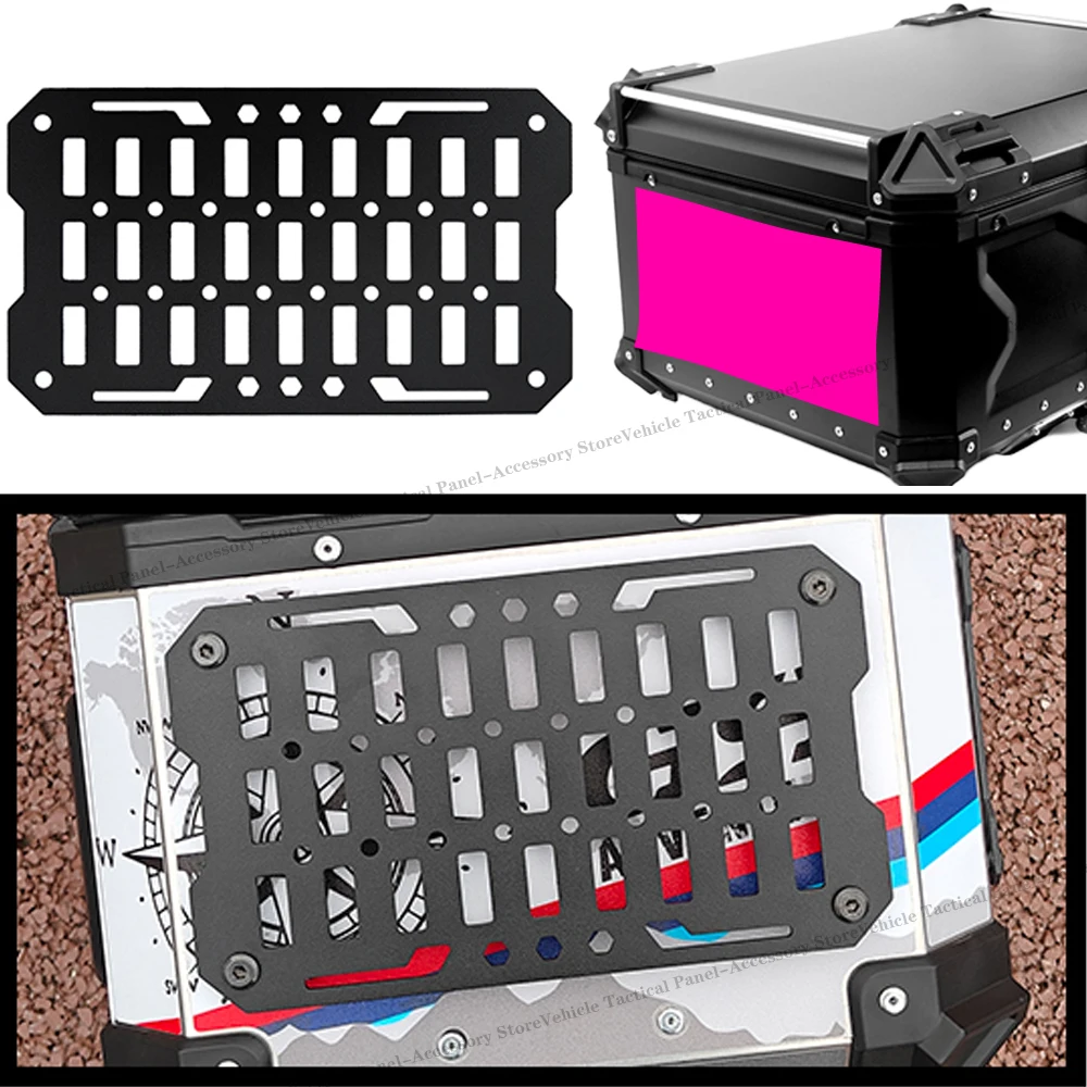 1 pçs caso superior da motocicleta molle painel de aço inoxidável caixa de armazenamento tático universal caixa lateral organizador modular montagem rápida