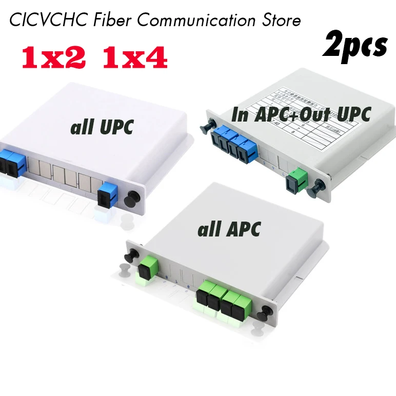 

2pcs 1x2, 1x4 PLC Optical Splitter, Mini Plug-in Type, Single Mode Fiber, with SC Connector/Cassette Card Inserting