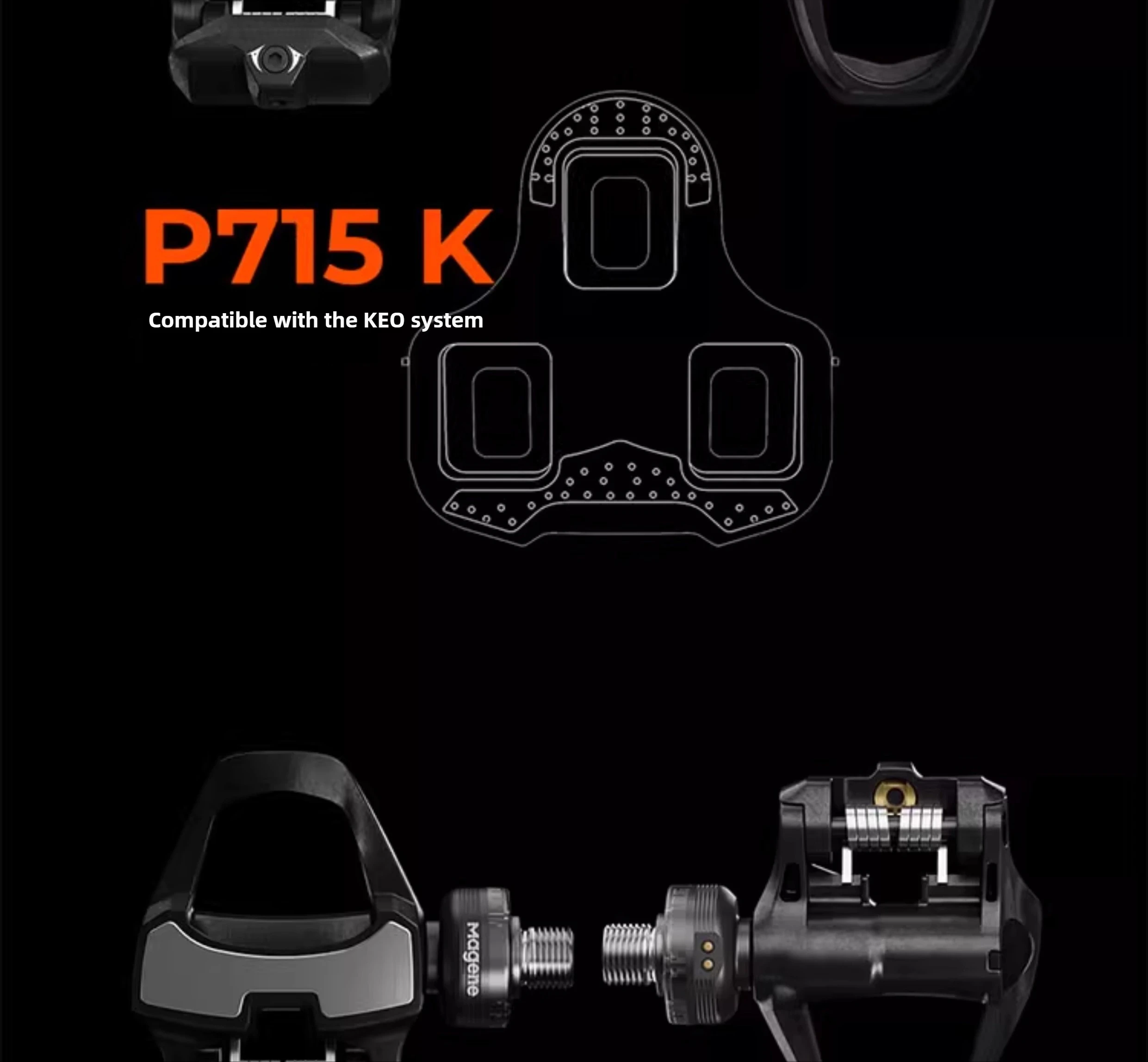 Magene P715 Dual-Sided Pedal Power Meter ±1% Accuracy Bluetooth ANT+ Road Bike Pedals Compatible with KEO & SPD-SL
