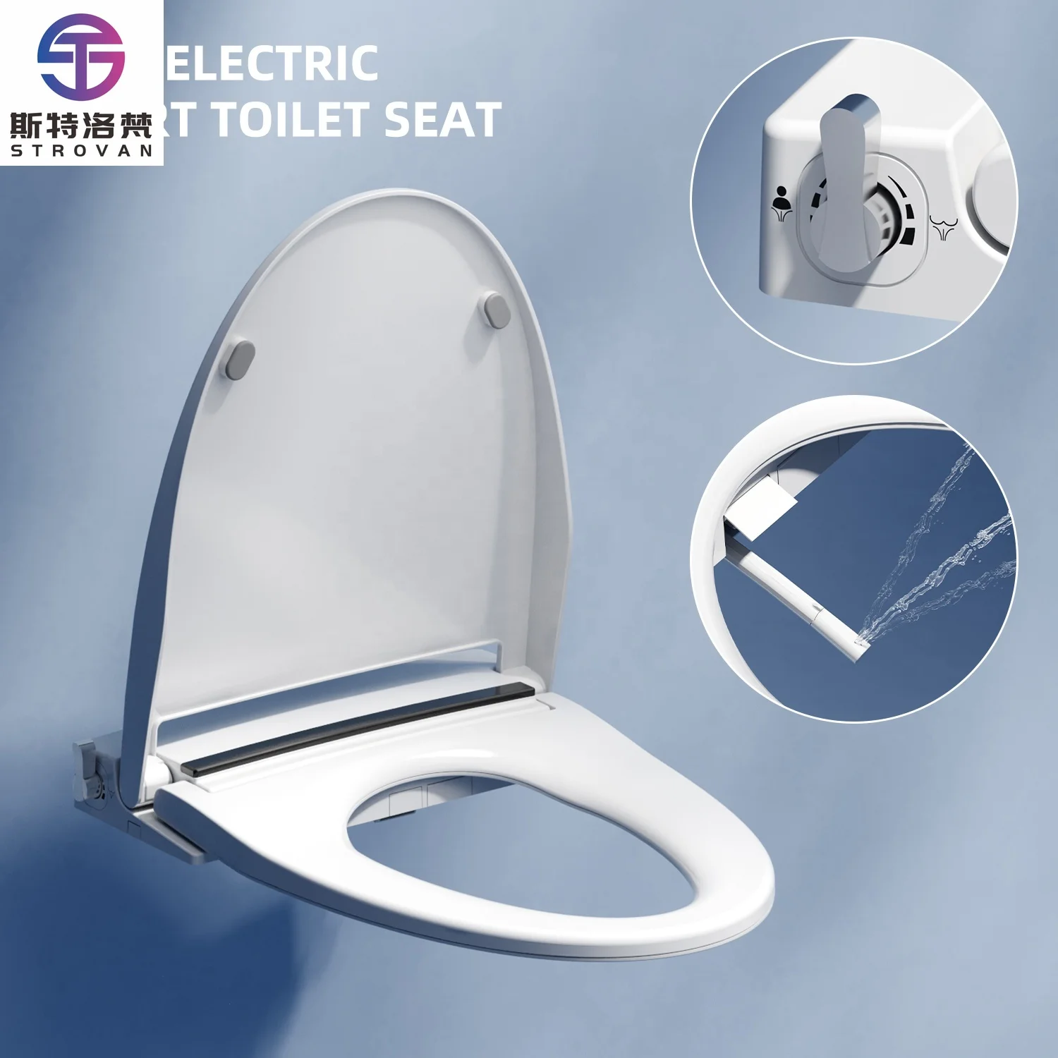 

STLF Eco-Friendly Design Smart Toilet Seat Non Electric Swash Dual Nozzle System Adjustable Ultra-Thin Bidet Toilet Seat