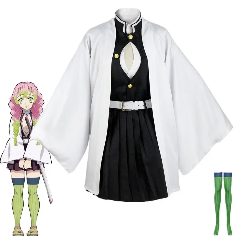 

Anime Demon Slayers Kimetsu Geen Yaiba Cosplay Kostuum Mitsuri Kanroji Kimono Uniform Saias Halloween Kleding