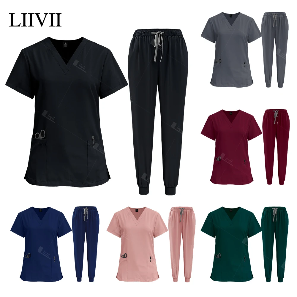 

Beauty salon Work uniforms Short-sleeved Health services suits working shirt tops/Suits summer pet scrubs costume women clothes