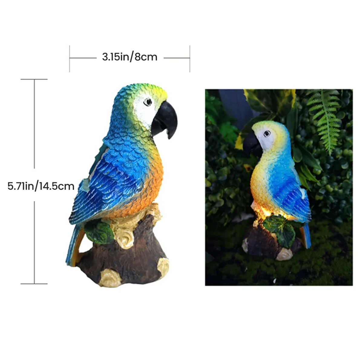 2pcs Solar Lights Outdoor Solar Parrot Light Parrot Resin Craft Lawn Balcony Night Light Garden Decor