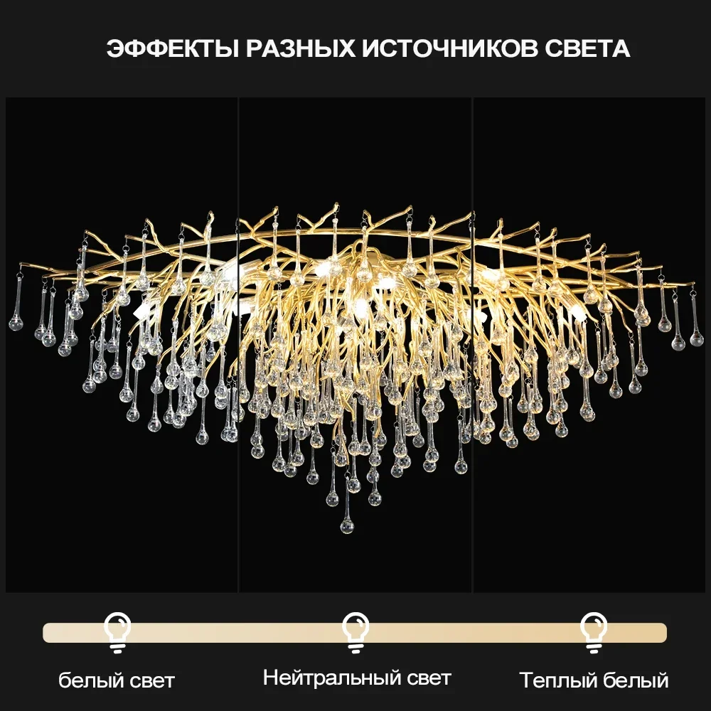 Crystal Ceiling Chandelier Lights For Dining Room Living Room Modern Luxury Long Crystal Chandelier Pendant Lamp Decor