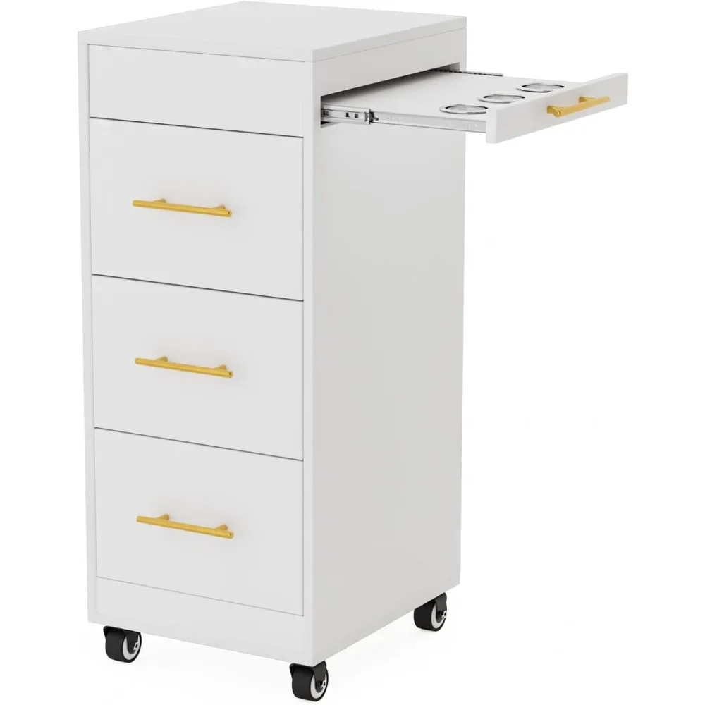 Trolley Cart with Wheels, Mobile Storage Organizer, Salon Cabinet Station