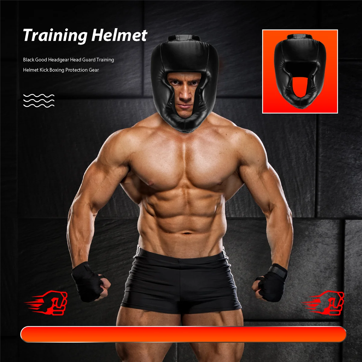 

ABJQ Черный Хороший головной убор Защитный шлем для головы Защитное снаряжение для кикбоксинга