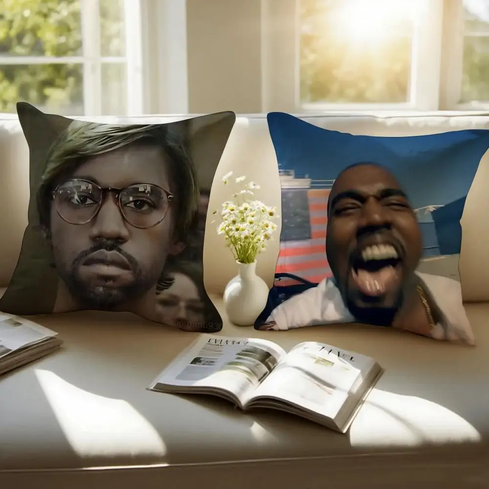 Controversial Rapper K-Kanye West Cushion Cover Pillowcase Anti-dustmite Invisible Zipper Short Plush Sofa Cushion