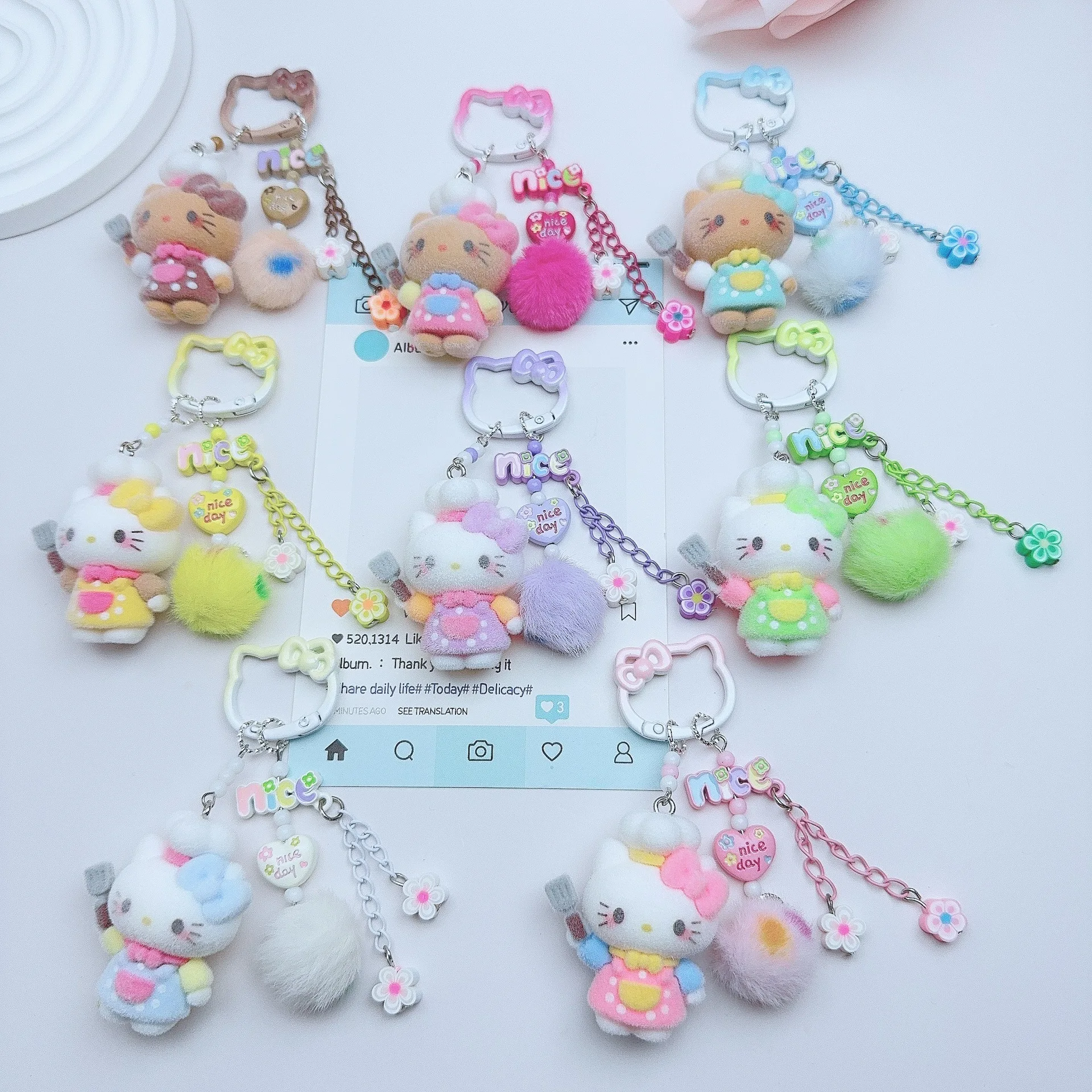 

KT Keychain Cartoon Kawaii 3D Women Accessories Children Toy Girl Gift Mobile Phone Chain DIY Bag Charm Doll