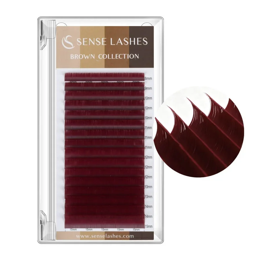 SENSE LASHES Velvet Super Mink Merlot Wine Eyelash Extensions Colorful Individual Lashes Soft Natural Light Lash Supplies