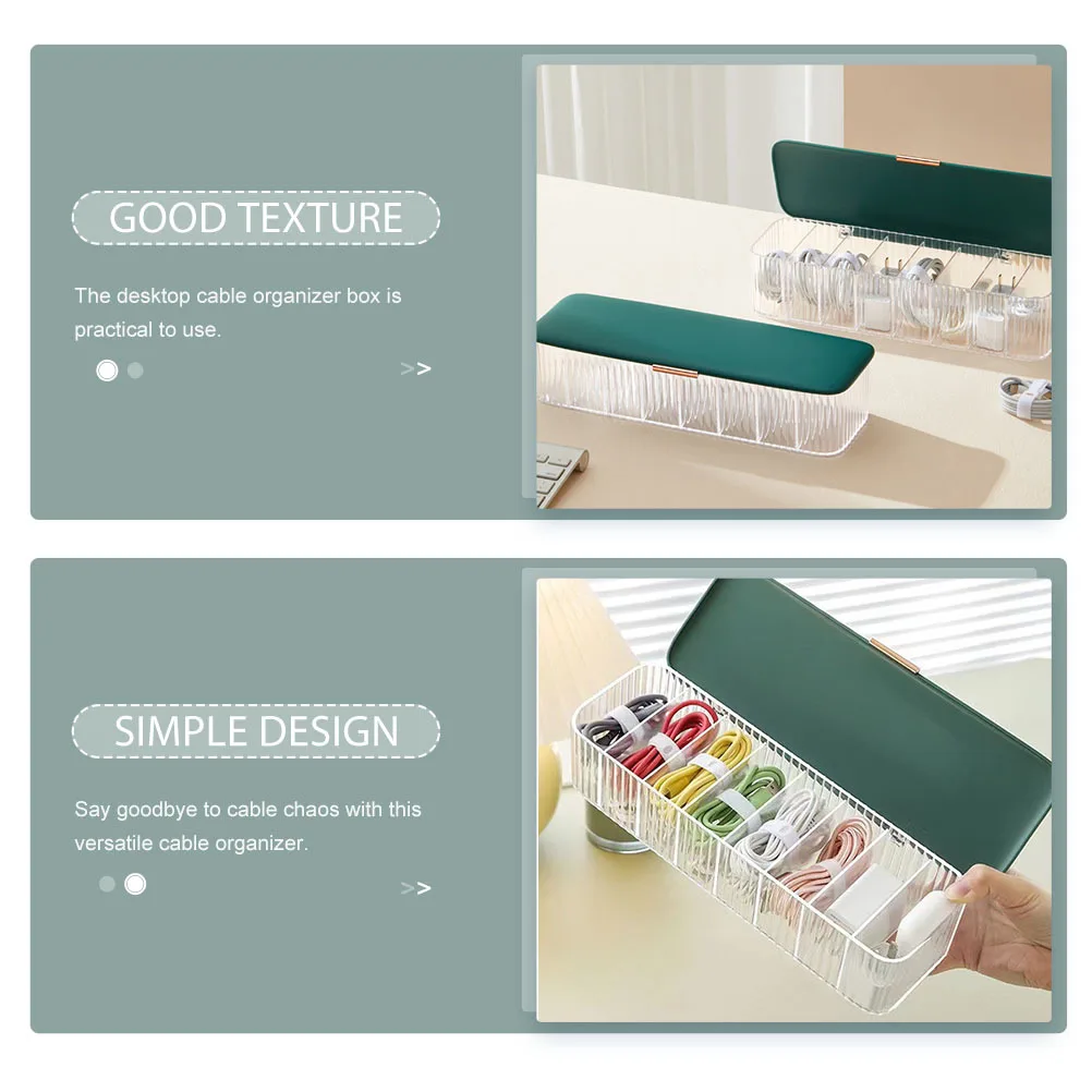

Compact Cable Organizer Box for Electronics Wire Management Portable Desktop Holder with Dividers Cord Organizer Storage